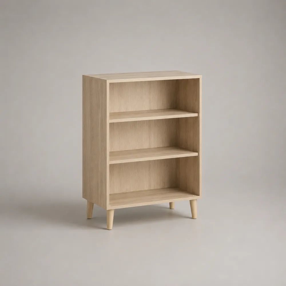 Buffet ouvert rectangulaire en bois, chêne clair, 80 × 30 × 110 cm