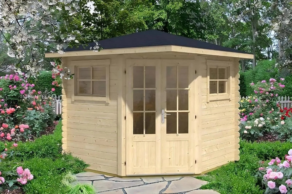 Abri de jardin, pentagonal Sunny-B en Bois de la Marque Alpholz, cabanon de Jardin Exterieur, cabane de Jardin exterieure, pentagonale