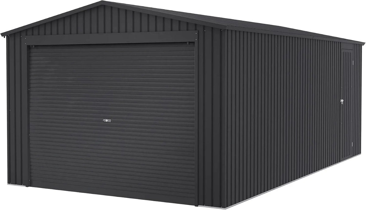 Modèle métal 19 Jarama 52m2 Garage en, dimensions 576x338x243cm, Abri Voiture extérieur, Grande Porte Enroulable, Rangement extérieur