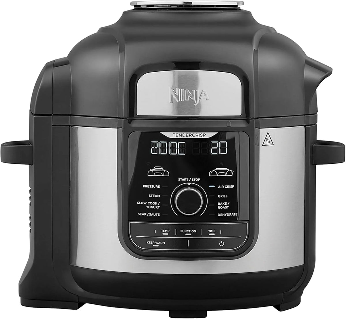 Ninja gril OP500EU, Autocuiseur 9-en-1, 7,5L, et plus encore Acier brossé et finition noire, Air Fryer, Cuisson lente, Multicuiseur Foodi MAX