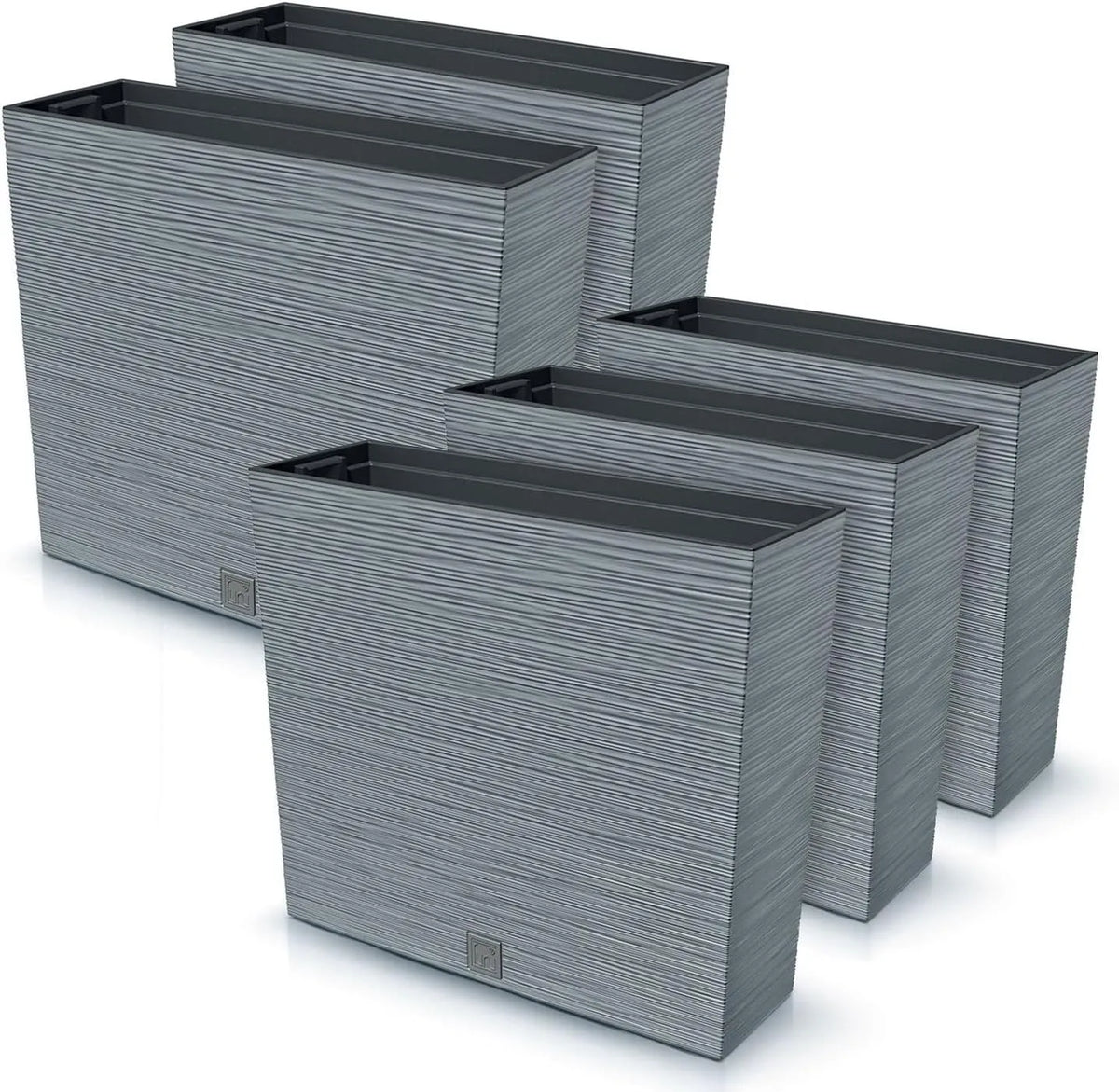 IMJ-Global Furu, capacité 44 litres, Case Lot de 5 pots à fleurs rectangulaires en plastique, dimensions 58 x 18 x 49,8 cm, design moderne