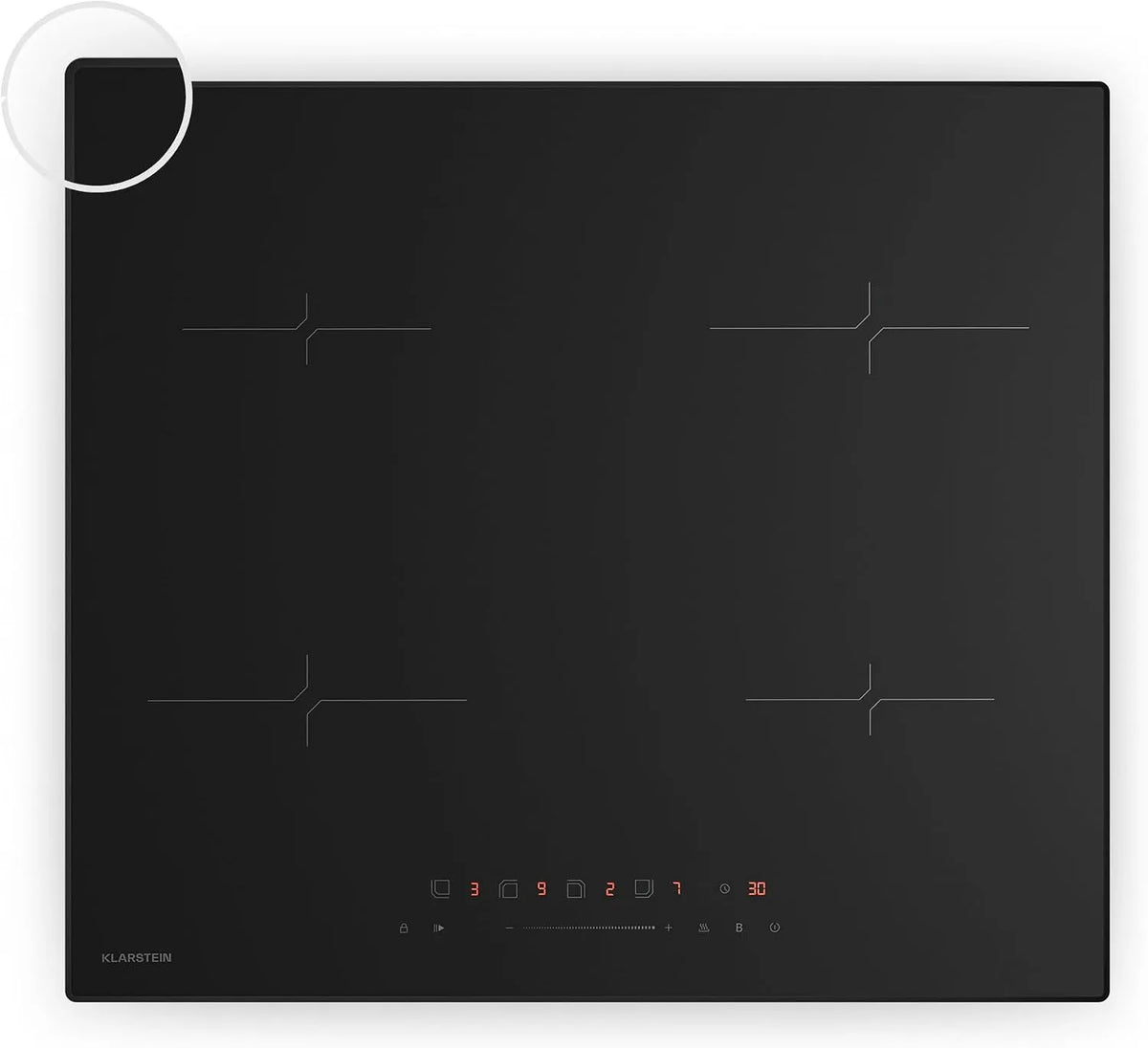 Klarstein plaque de cuisson, 4 Zones, Curseur Tactile, Sécurité Enfants, Cuisson Induction Encastrable, Velaire Induction 60cm, puissance 7000W Boost