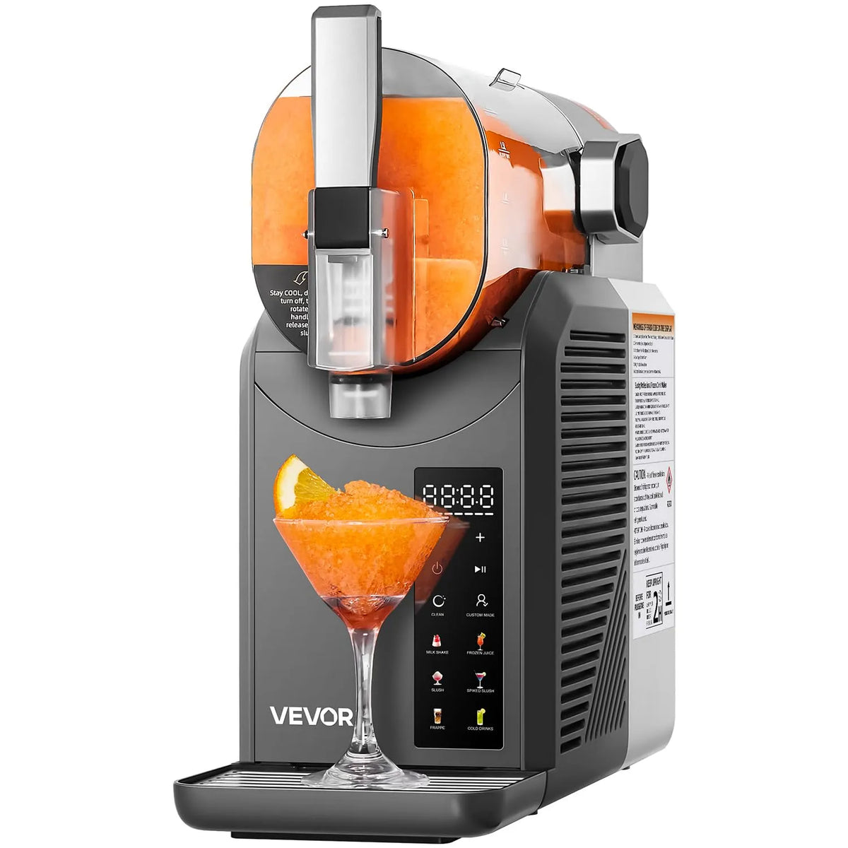 Vevor machine à granité, Machine à Boissons Glacées en Acier Inoxydable, Autonettoyante, Capacité 2 L, pour Maison Restaurants Cafés Bars
