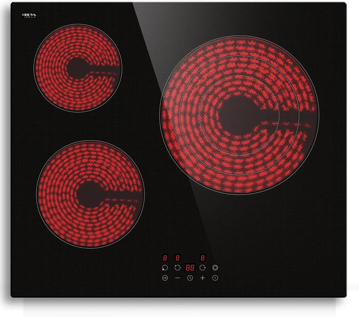 Plaque de cuisson STARCHARTS, Vitrocéramique 3 Feux Encastrable, 59cm 5700W, 9 Niveaux de Puissance, de Cuisson Electrique avec Zones Triple Anneau