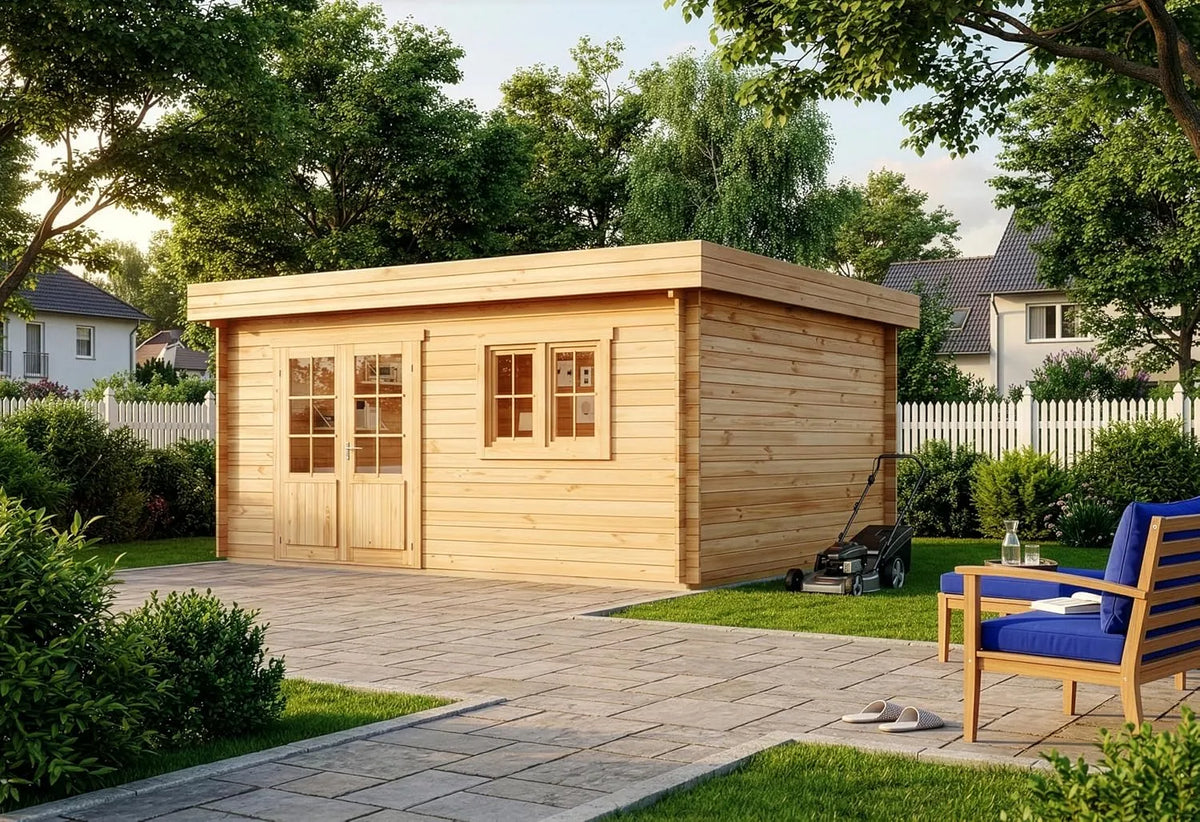 Abri de jardin Spree-28, B en Bois de la Marque Carlsson, cabanon de Jardin Exterieur, cabane de Jardin exterieure, Rectangle, cabane à Outils