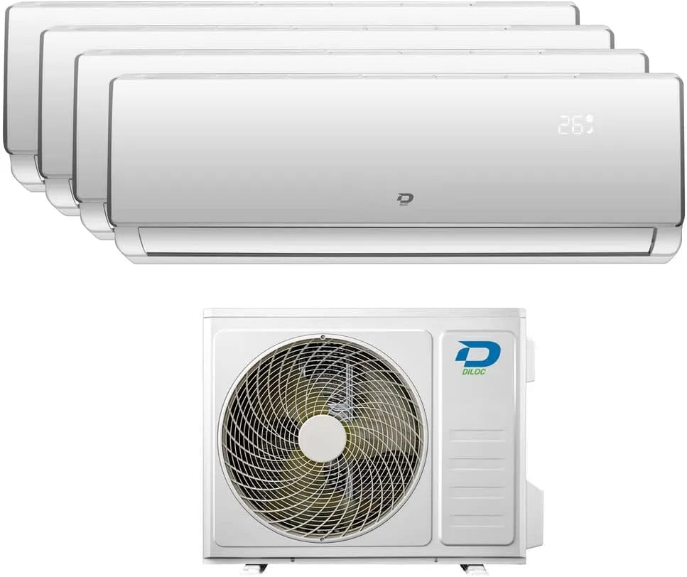 Climatiseur, 4x 9000 Btu, Diloc Frozen Pro Quadri-Split, R32, A++, Système de Climatisation avec 4 Unités Internes et 1 Externe, Télécommande