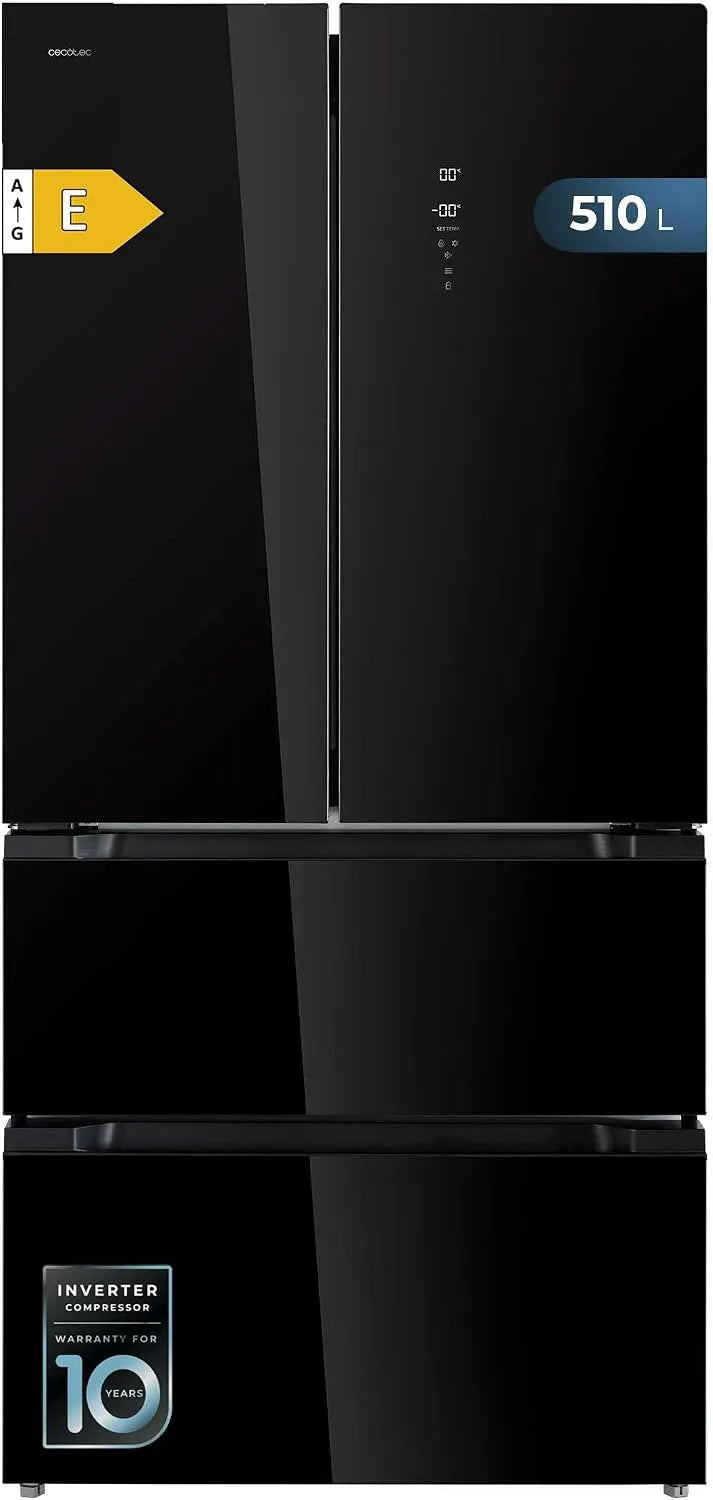 Cecotec FD 510, Refrigerator Glass French Door 510 L Bolero CoolMarket Glass E. 183 cm High, 84 cm Wide, Motor Inverter Plus, MultiAirFlow