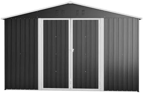 Abri de jardin, en métal de 10 x 8 m, résistant aux intempéries pour tondeuses à gazon et vélos, en tôle d'acier, avec porte coulissante