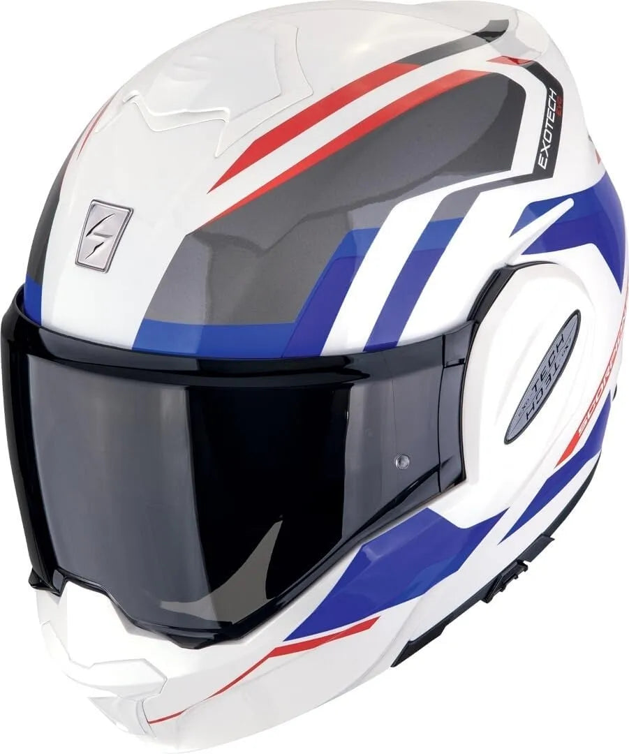 Casque moto, Scorpion Exo-Tech Evo Furio finition blanche, bleu Taille L, rouge