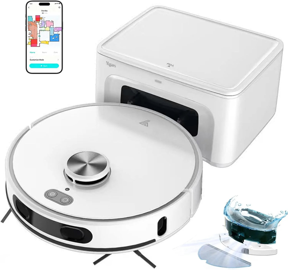 Aspirateur 220min Robot, Navigation LiDAR & Cartographie, APP pour Poils d'Animaux, Connecté par Alexa, Sols Durs et Tapis