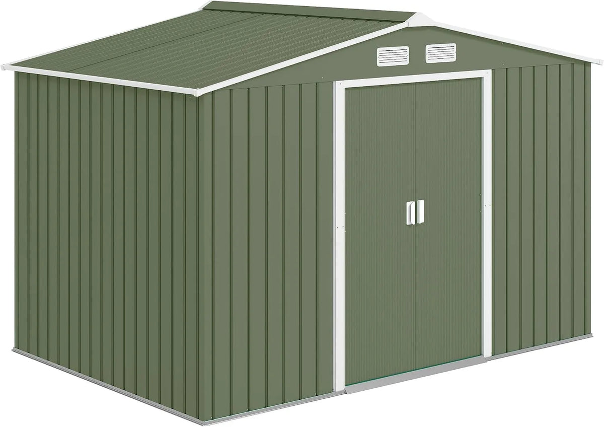 Abri de jardin Outsunny, avec Portes coulissantes verrouillables et 4 aérations, cabane de Jardin cabanon Rangement Outils, Vert
