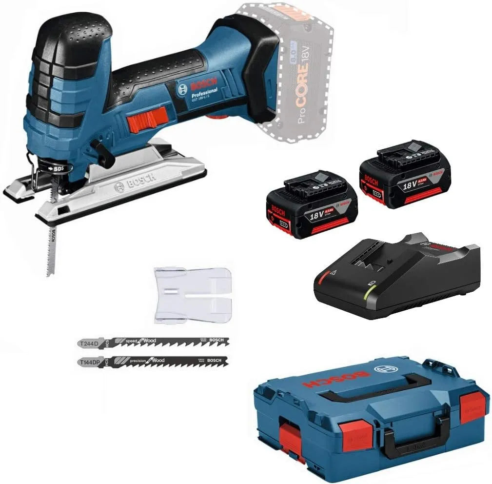 Bosch modèle, capacité 3 lames pour bois 18V-LI L-BOXX 136, avec 2 batteries 4,0 Ah + chargeur, Professional GST S, capot de recouvrement