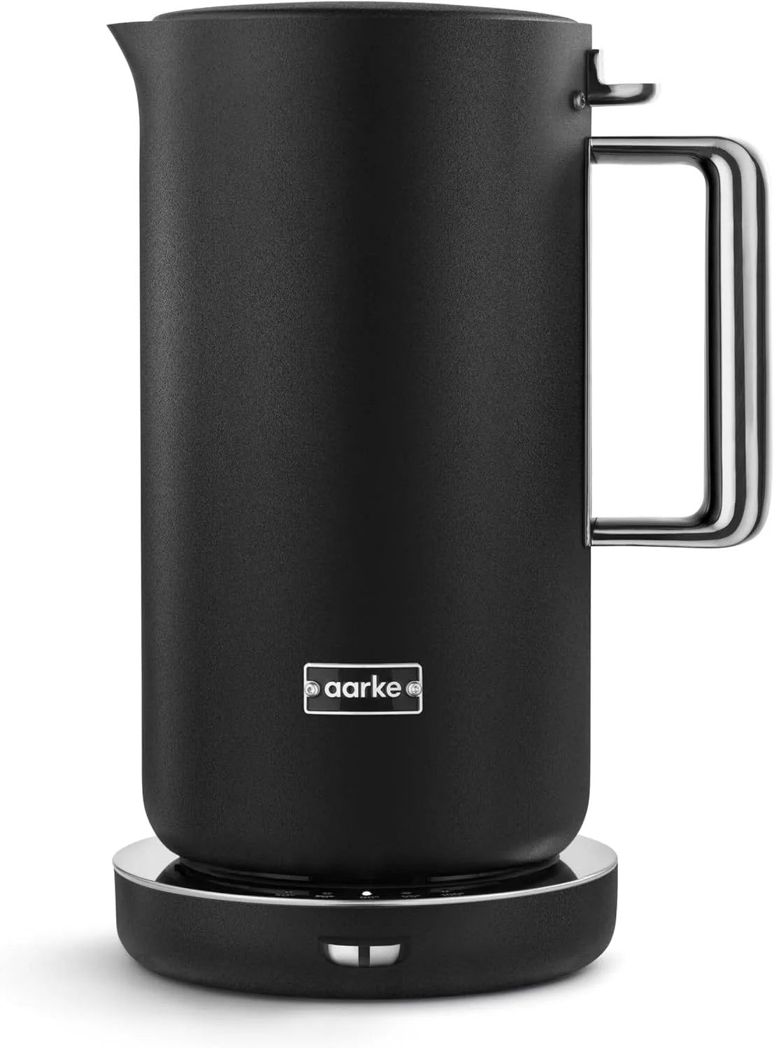Bouilloire électrique Aarke, capacité de 1,2 litre, fonctionnement silencieux et bec anti-goutte, base pivotante à 360°, finition noire mat