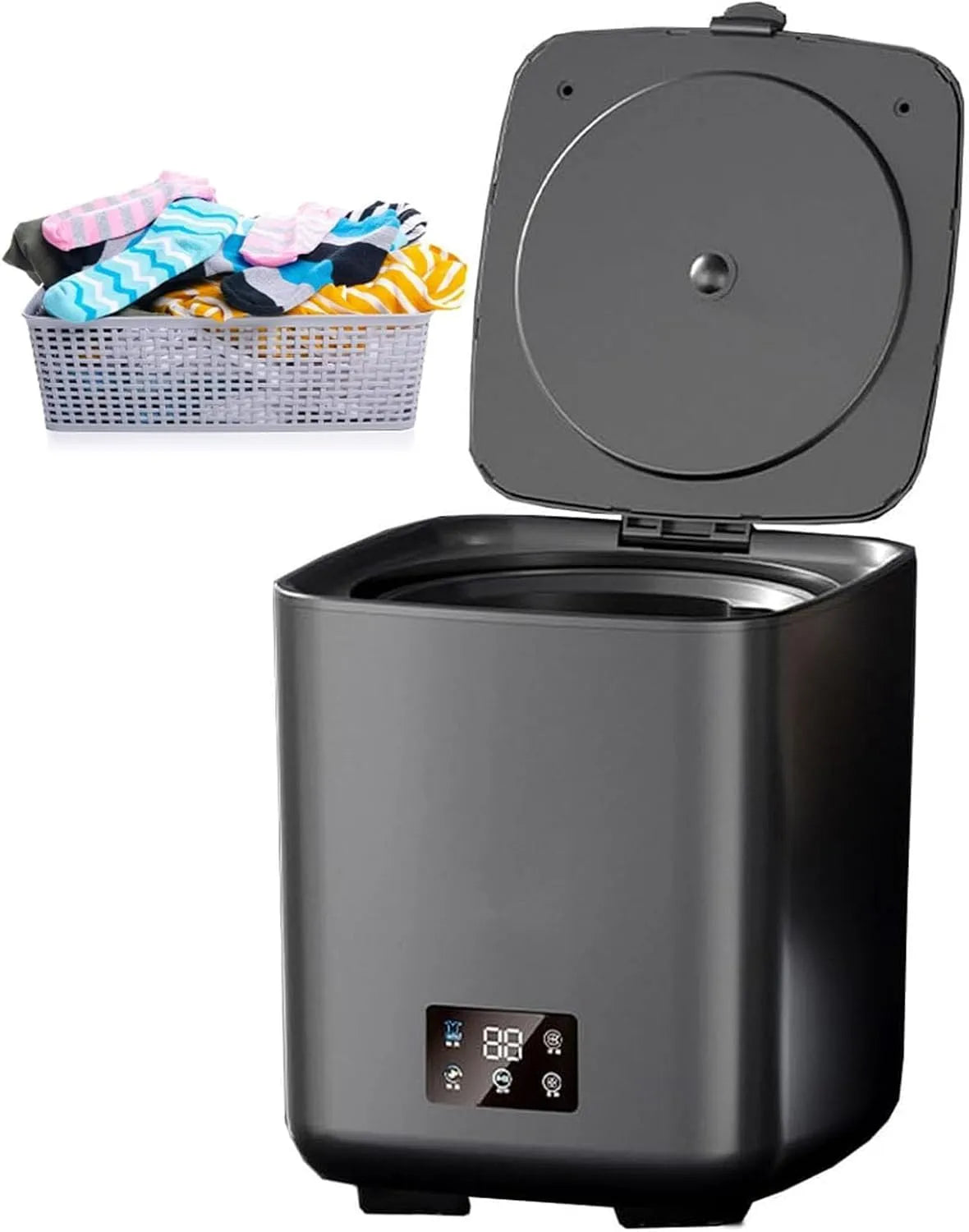 Lave-linge, Mini-Machine à Laveuse 10l, Petite Machine à Linge Intelligente, Camping, Voyage Black, Portable, sous-vêtements, VR