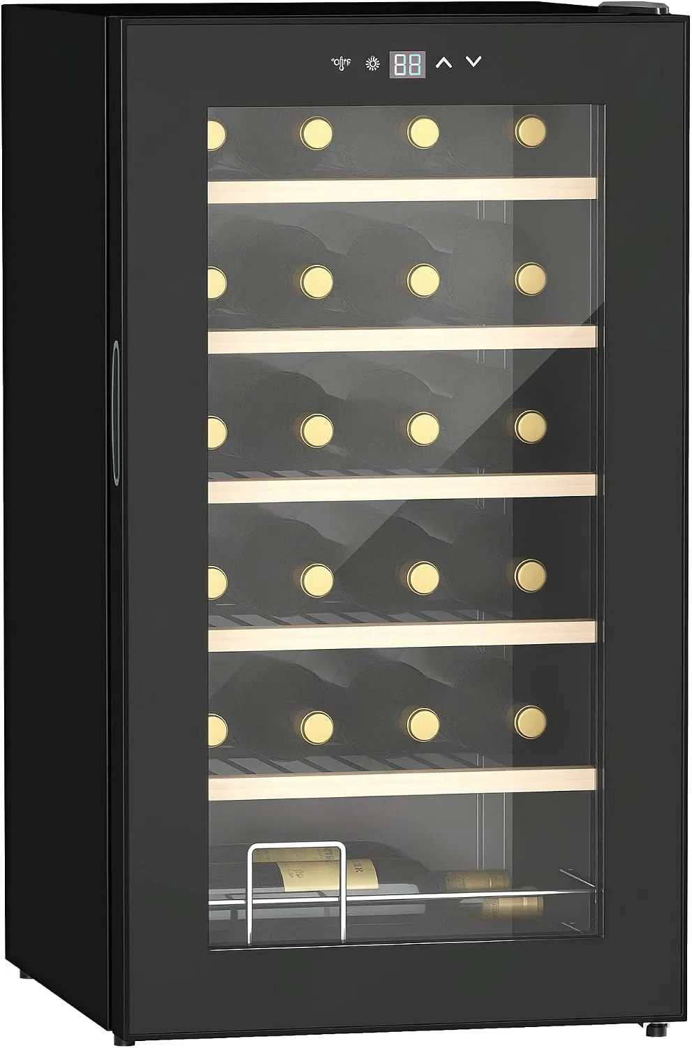 Homcom cave à vin, réfrigérateur à vin silencieux température réglable 5-20°, 24 bouteilles 65L, haute performance 41dB finition noire