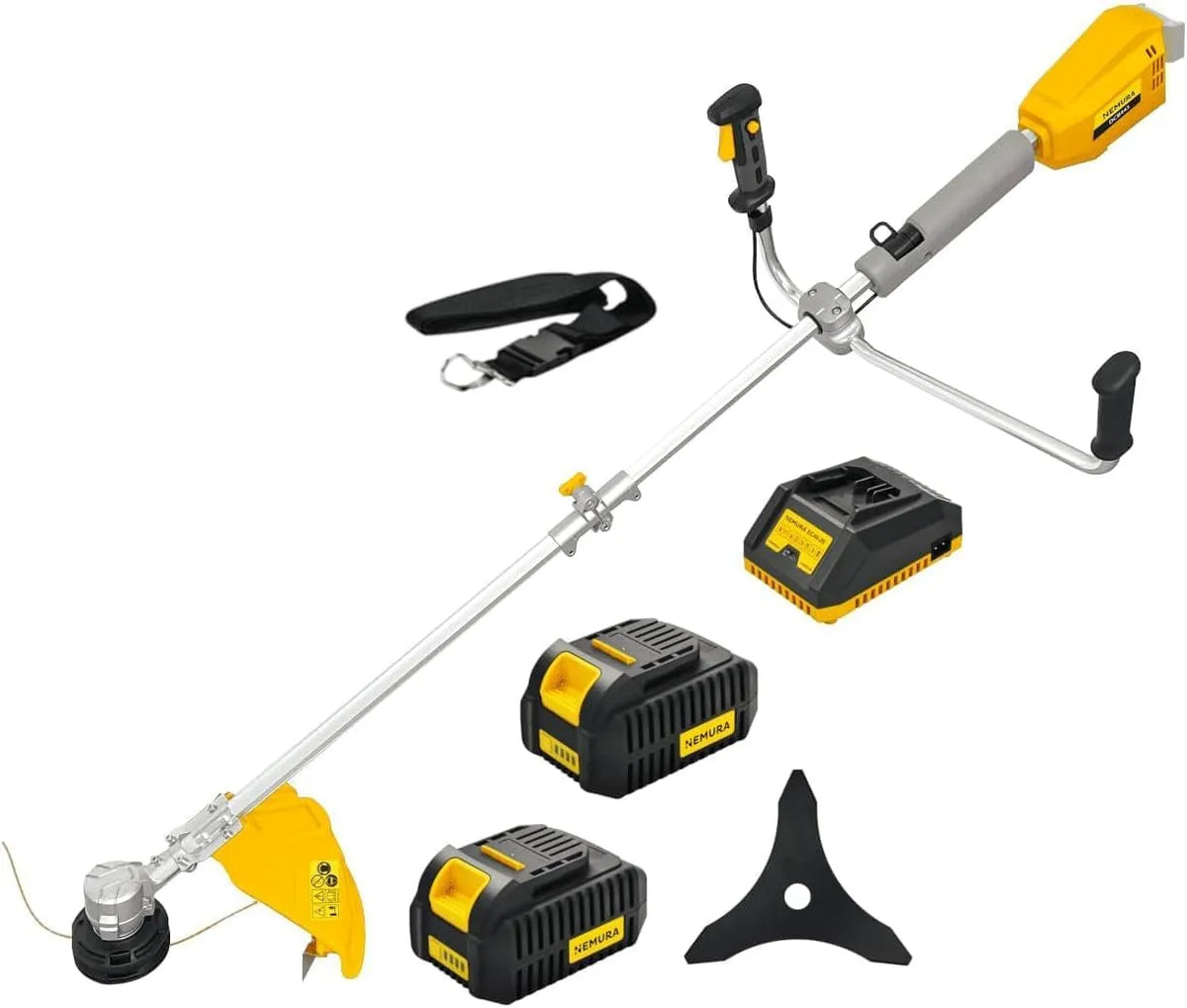Débroussailleuse Nemura, Batterie 40V, L: 43cm + Fil + Lame + 2 Batteries 4Ah et Chargeur Rapide, Outillage Jardin de qualité, Marque Française
