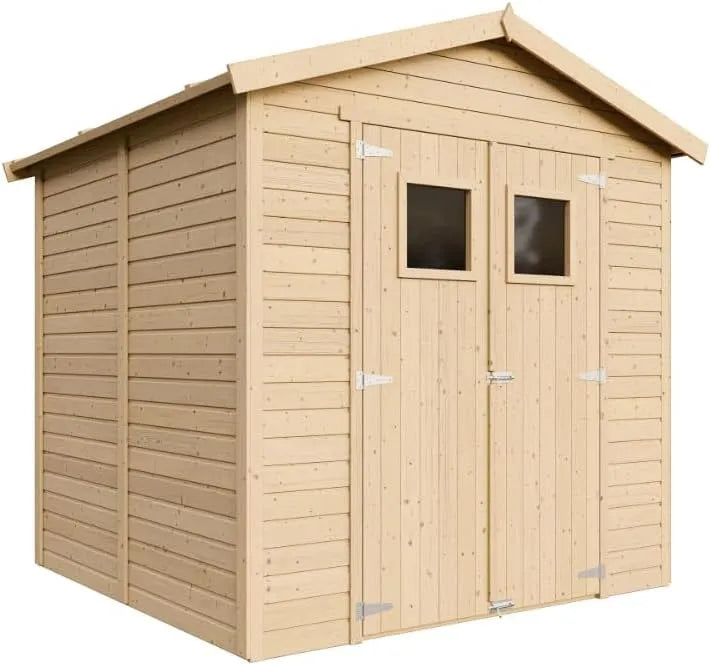 Abri de jardin H228x222x233 cm/4 M351, 4,2 m² Hangar en Bois Naturel, Stockage extérieur avec fenêtres cm, Atelier Rangement Outils et vélos- TIMBELA