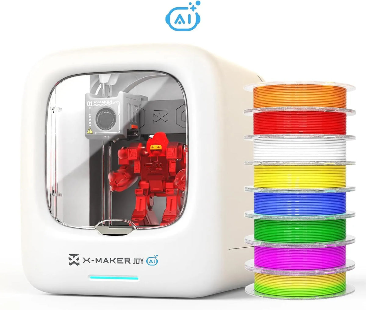 Imprimante 16+Mini, Application de Conception AI, 3D Alimentée par IA pour Enfants 3D avec Ensemble de 8 Filaments PLA, Contrôle via APP