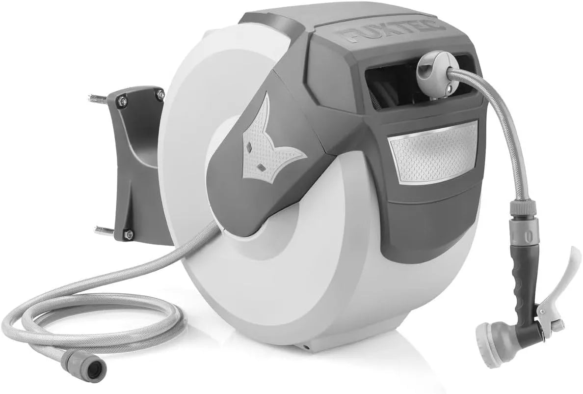 Fuxtec modèle FX-WSA20G, dimensions 65x29x46 cm, 20 m de Tuyau d'Arrosage ½ Pouce, Pivotant à 180°, Dévidoir Automatique