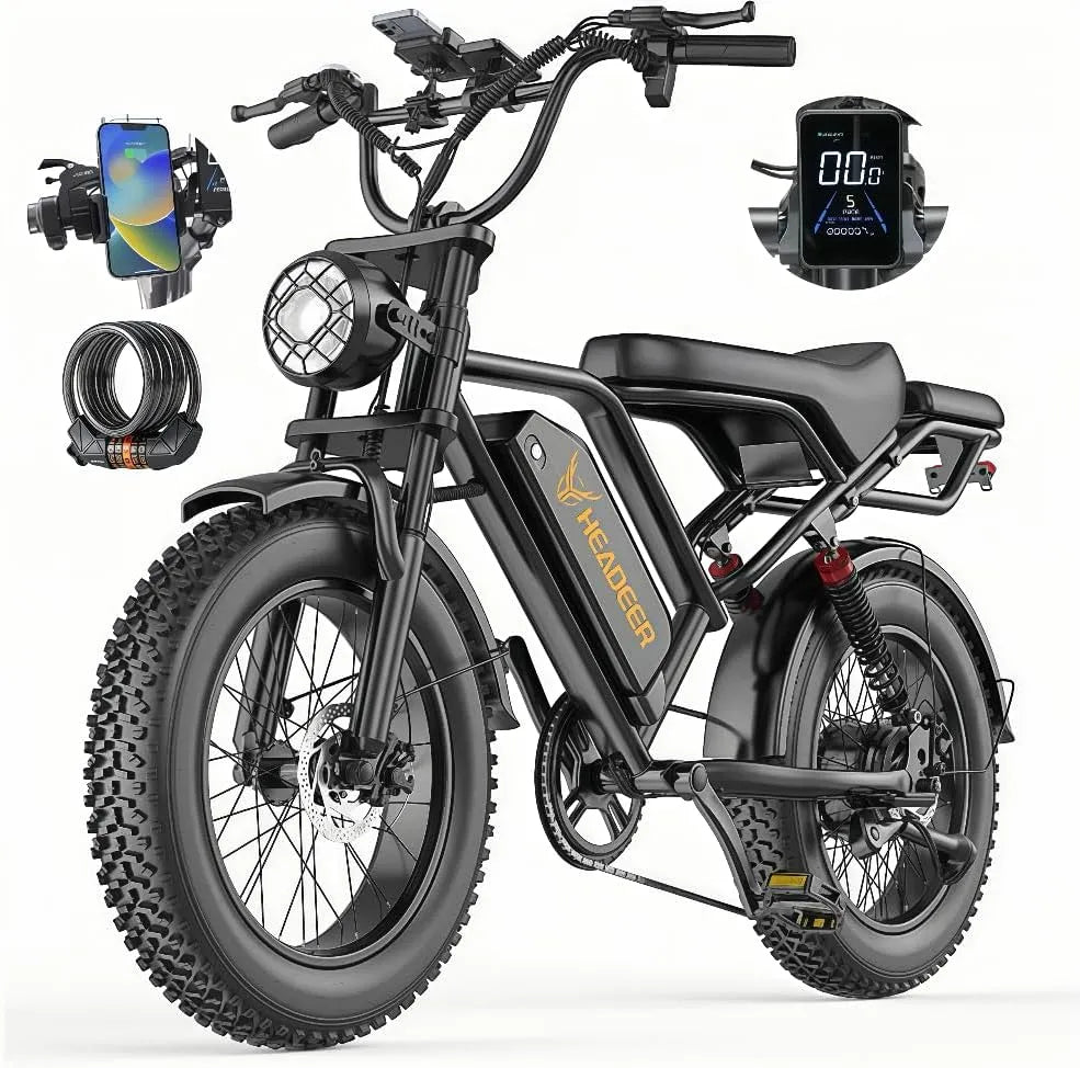 Vélo électrique BK20, 7 niveaux de vitesse, adulte 48 V 20 Ah, 7 niveaux de vitesse, double frein à disque, double suspension