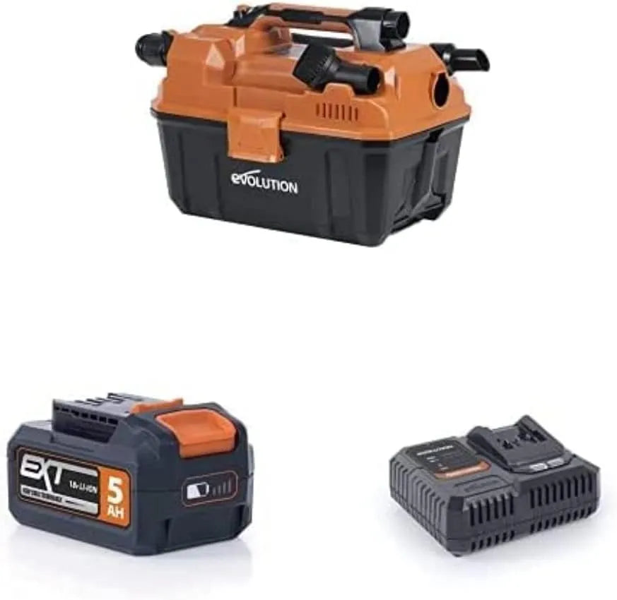 Aspirateur R11VAC-LI Evolution Power Tools, Humide sans Fil avec Batterie 5 Ah + Chargeur, Sec