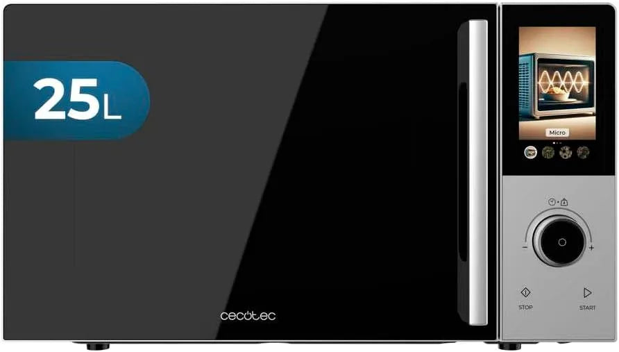Cecotec four à micro-ondes 2500, Numérique Tactile avec Gril 25 L Convection Touch. 900 W, Plateau Rotatif 315 mm, 8 Programmes, Minuterie 60 min