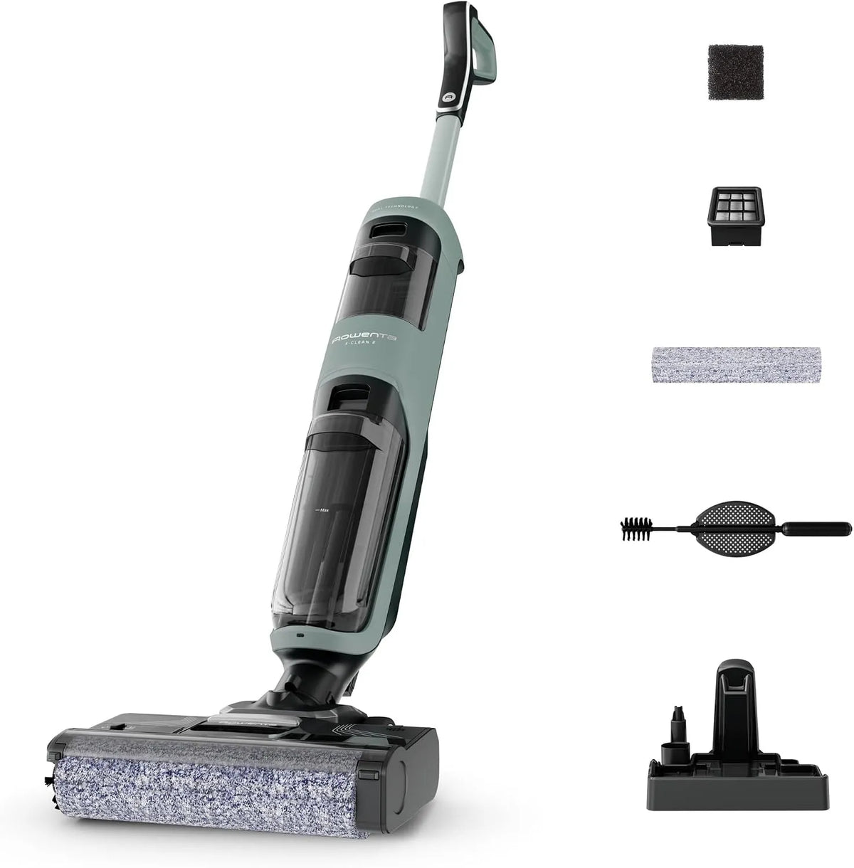 Rowenta aspirateur X-Clean2 GZ2262E0, Nettoyage 2-en-1, Modes ECO, Laveur sans Fil, Max, Léger, Nettoyage Le Long des Murs, Auto-Nettoyage