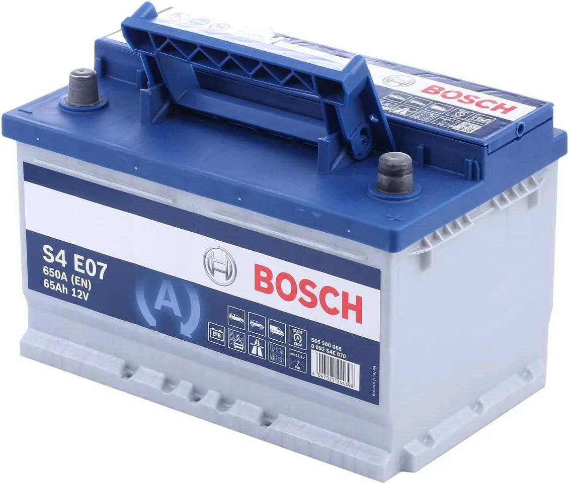 Bosch modèle 65A, 65A S4E07, 650A, Batterie Auto, Stop, 65A/h, adaptée aux Véhicules avec Start, Technologie EFB
