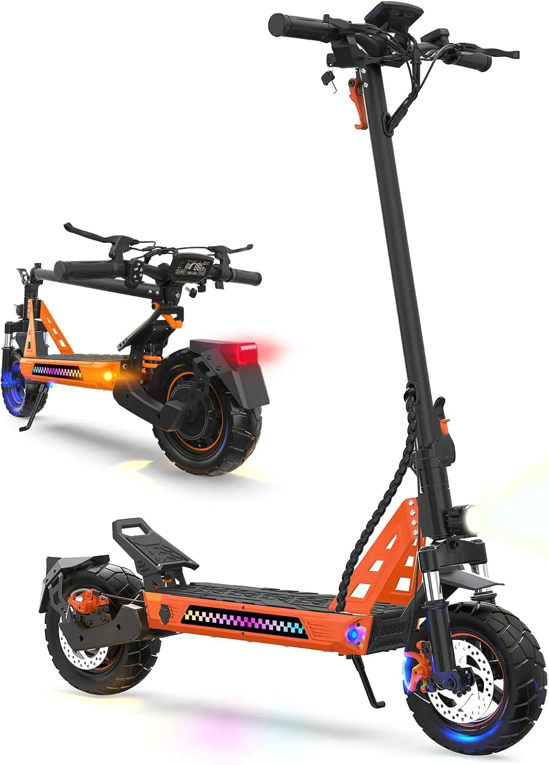 Trottinette électrique La, Batterie 23,4 Ah, autonomie 85 km, Propulsion Double + 2 Moteurs, pneus Tout-Terrain 12 Pouces, montée 35°, Adulte, Avant