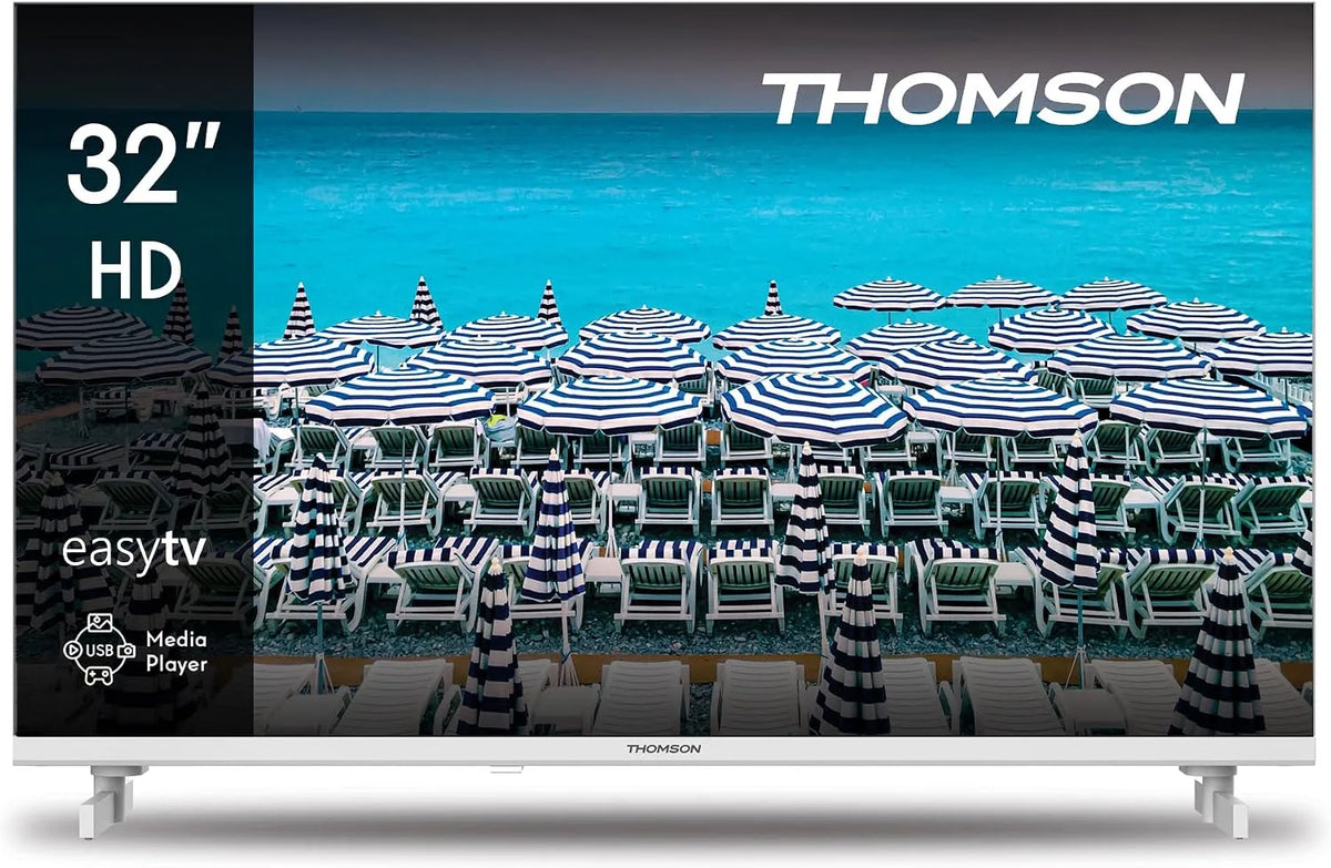 Modèle Pouces THOMSON 32 32HD2S13W, Hotel Mode, HDMI, Câble, Antenne, A+ Panneau, largeur 80 cm, Non Smart, USB