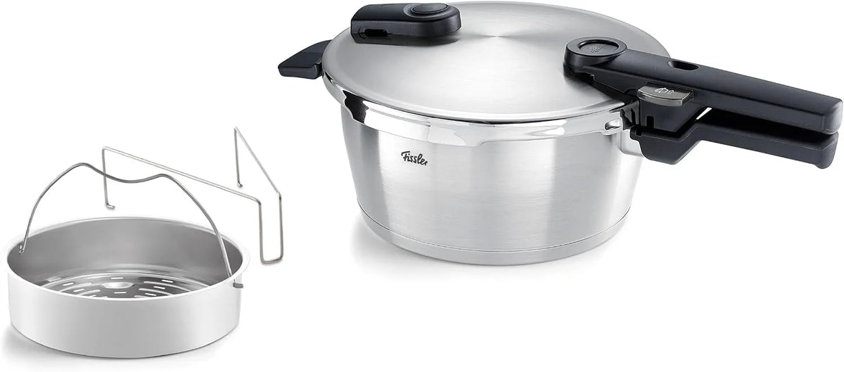 Autocuiseur Fissler Vitaquick, Diamètre 22 cm, en Acier Inoxydable, Induction, capacité 3,5 L, 2 Niveaux de Cuisson, avec Insert
