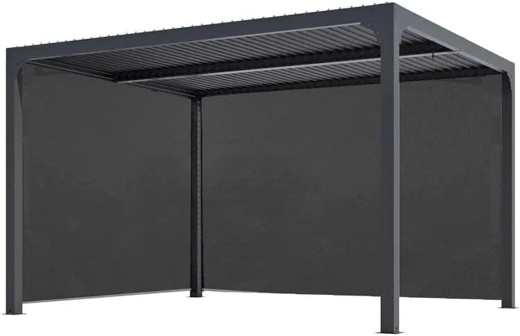 Abri de jardin 36R30R, Bioclimatique Avec Rideaux Manuels 10.80 M2 finition grise Anthracite, PER BI