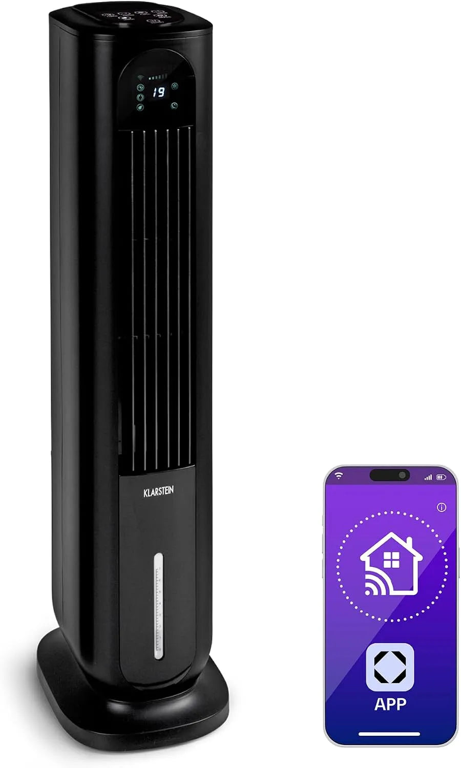 Klarstein climatiseur, Mobile Sans Évacuation, puissance 85W, avec Humidificateur, Ventilateur, 3306m³/h, Débit d'Air 3306m³, Mode Nuit, Ioniseur