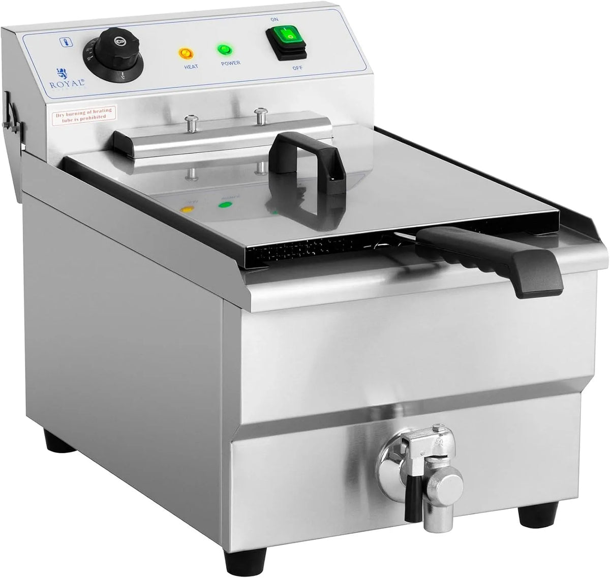 Friteuse Électrique Royal Catering, triphasé 400V, Zone Froide, Capacité Commerciale, Friteuse Électrique 16 L, Sans Odeur Grande