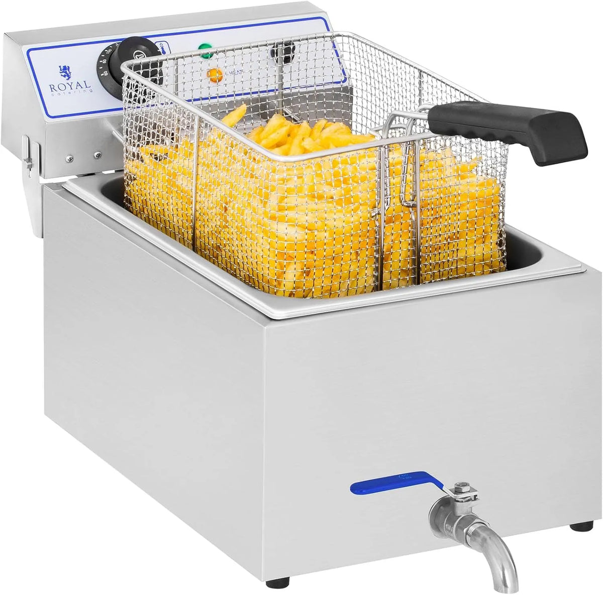 Friteuse Électrique Volume De Au Total Royal Catering, Dont 11 l D'Huile, 3 000 W, 60-200 °C, Robinet De Vidange, Inox Professionnelle Commerciale