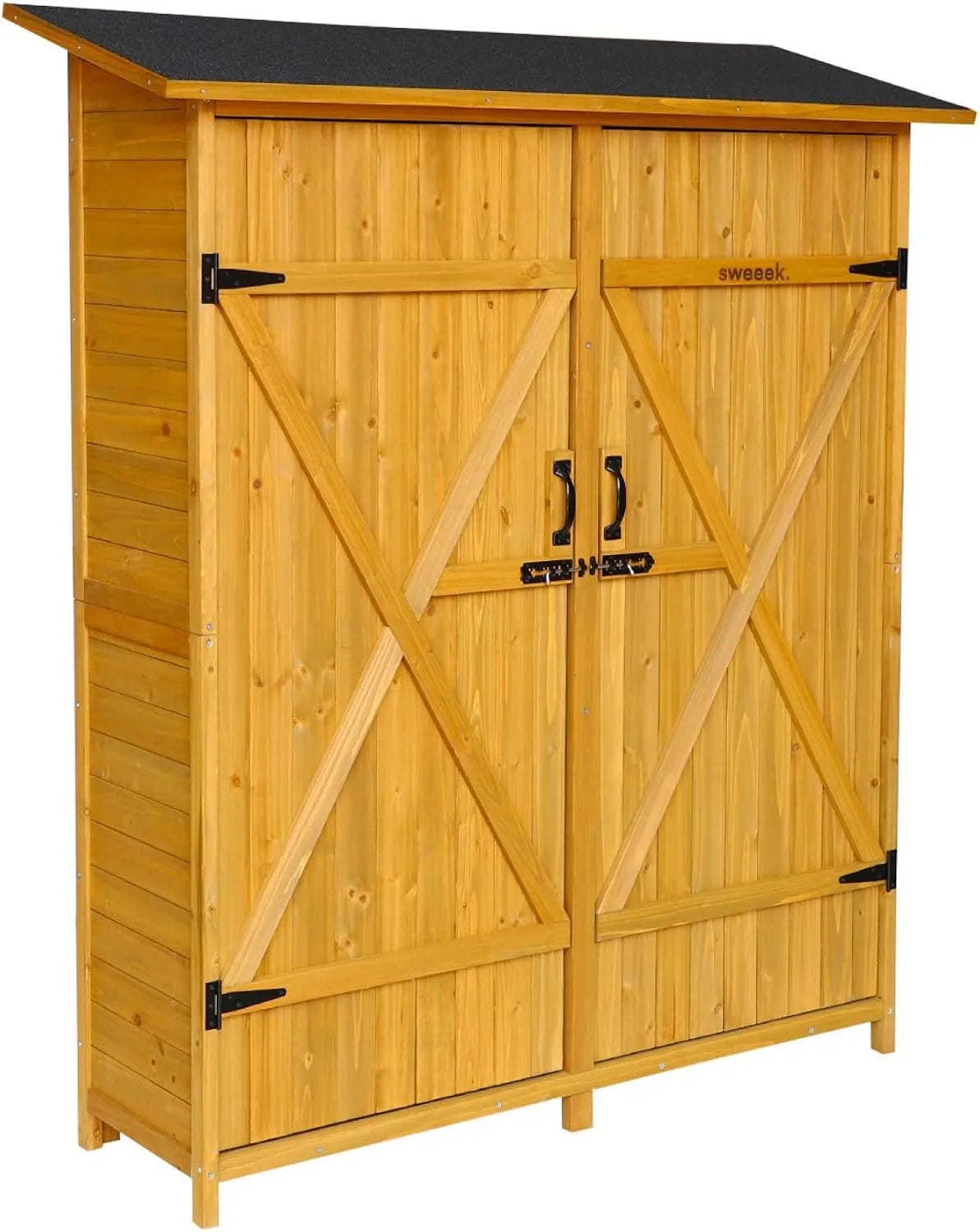 Abri de jardin, 140 cm en Bois. 4 espaces de Rangement. L 140 x P 50 x H 162cm