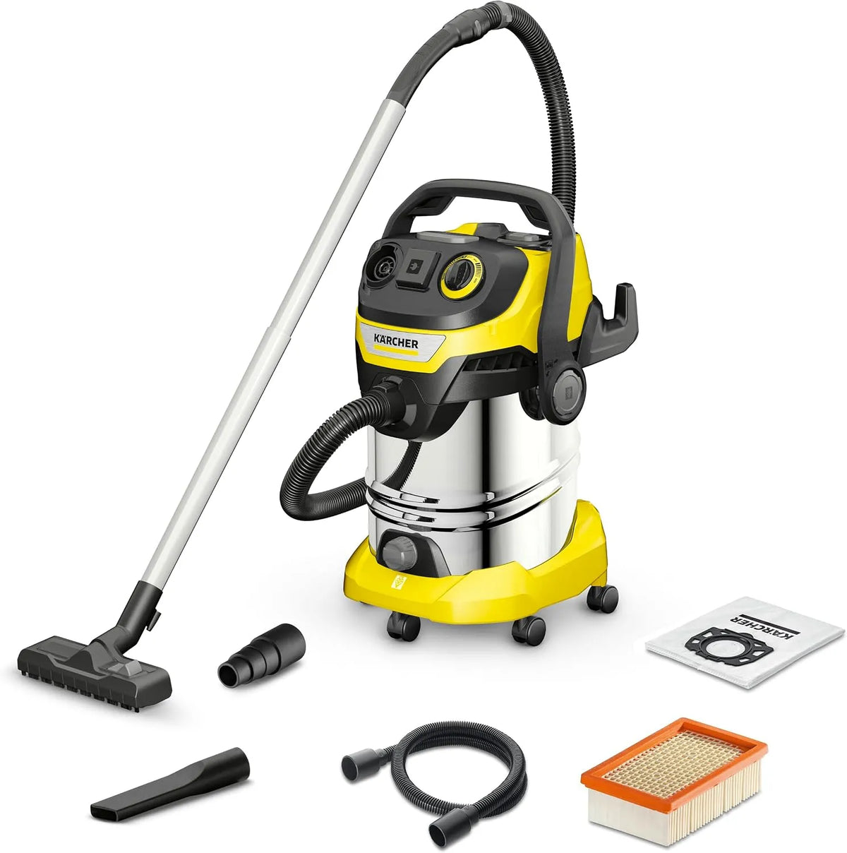 Kärcher aspirateur, Puissance: 1300 W, Flexible d'aspiration: 2,2 m, Avec Prise, finition noire, eau et poussières WD 6 P S V-30/6/22, Jaune