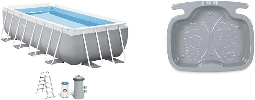 Intex kit Piscine Prism Frame rectangulaire Angulaire Tubulaire 29080, 4,00 x, 1,00m &, Pediluve Coloris aléatoire