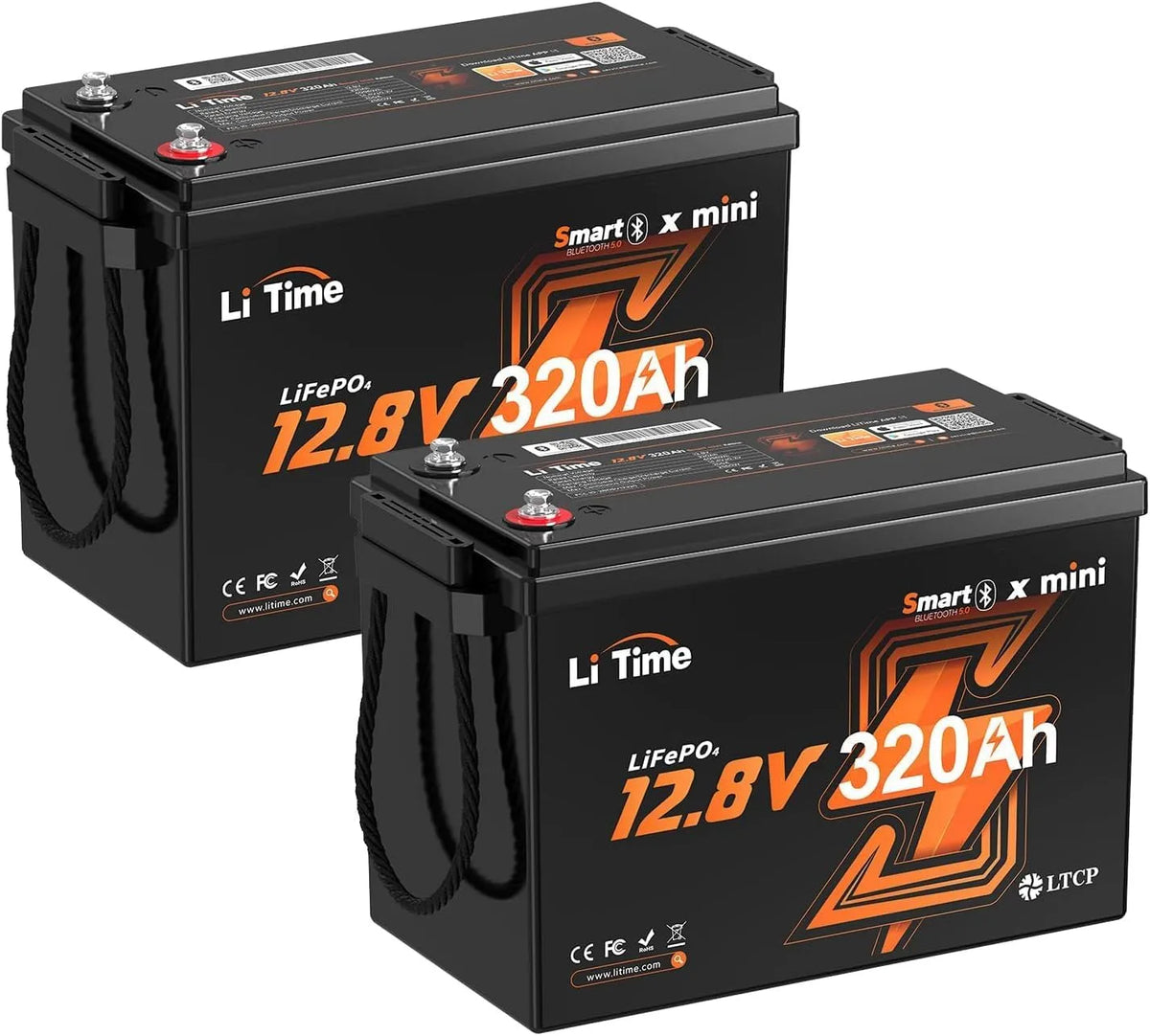 Modèle Lithium 320Ah avec Bluetooth LiFePO4 LiTime Batterie, BMS 200A avec Protection Basse Température, 4096Wh d'Énergie, Bateau