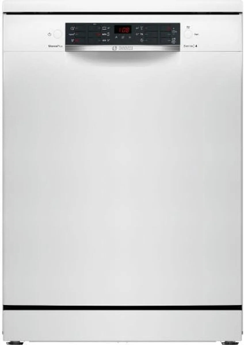 Bosch lave-vaisselle SMS46KW02E, 60 cm de large, 13 services, programme rapide, libre, silencieux, troisième plateau à couverts, finition blanche