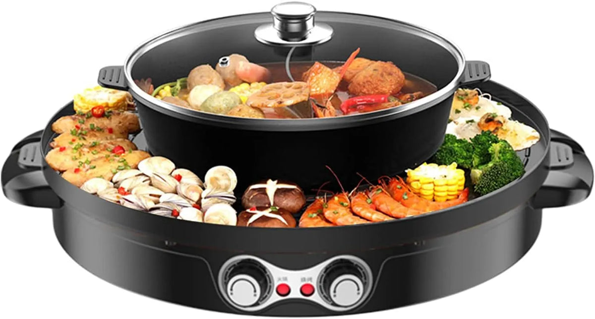 Barbecue, finition noire, coréen Hot Pot Electrique Appareil Fondue Chinoise et Coréen électrique de Table 220V