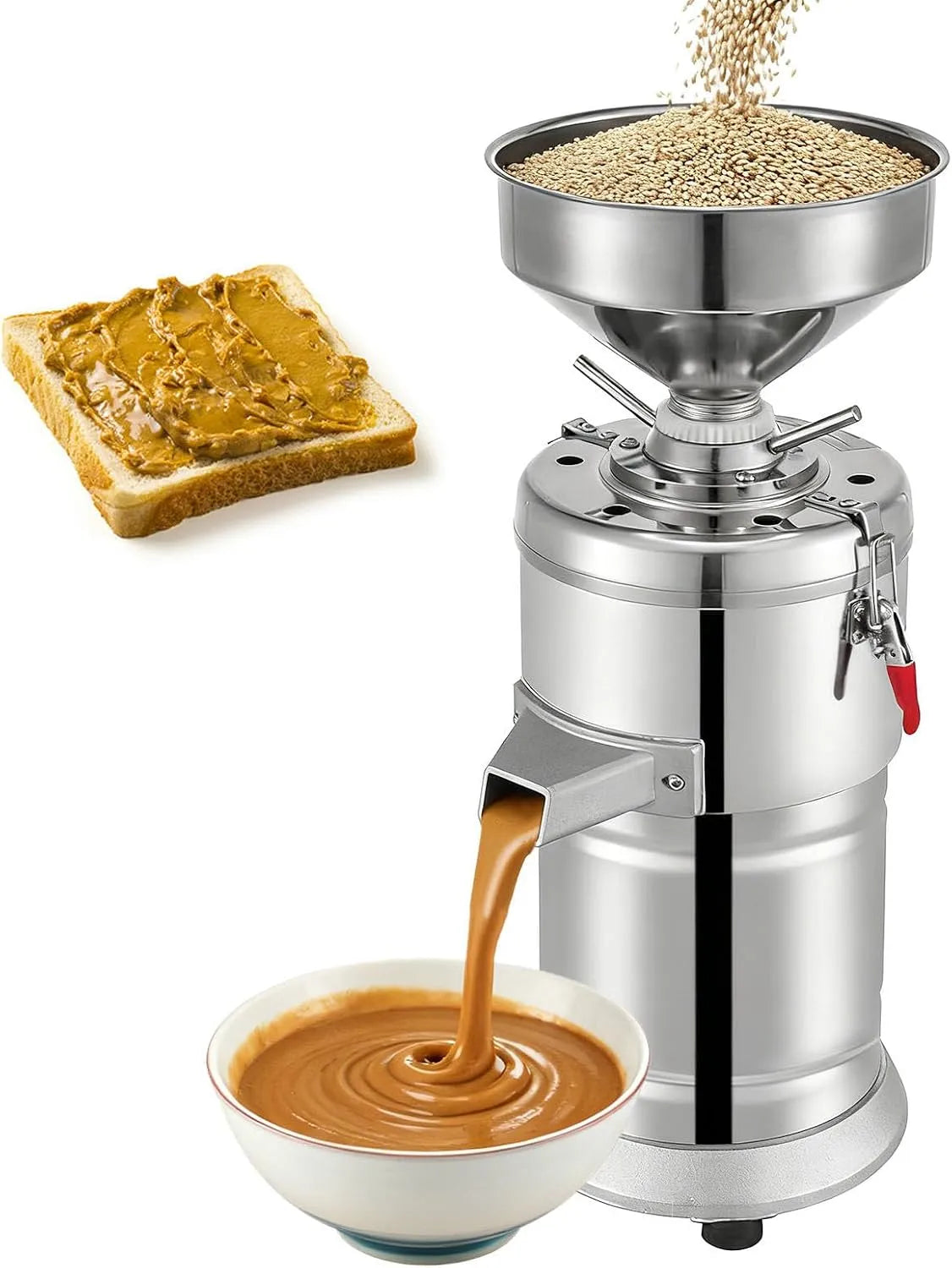 Noix Commercial Broyeur de, Machine à Beurre de Cacahuète Électrique 1100W, Broye 15 kg, h d'Amandes, Sésame, Noix de Cajou & Fèves de Cacao