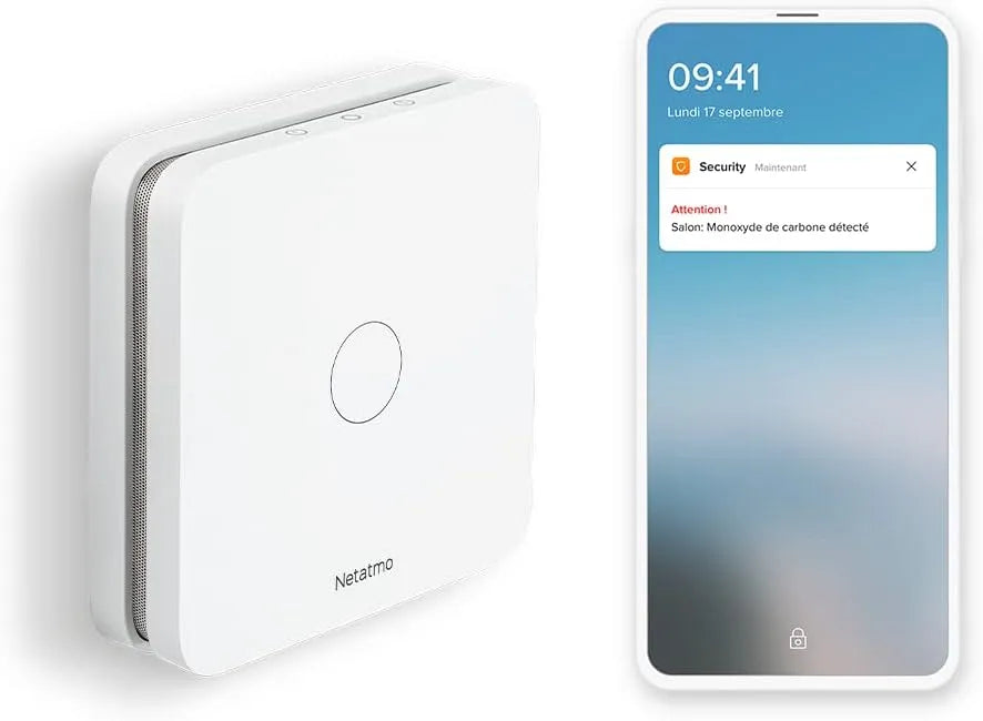 50291 Netatmo, 2.4 GHz Wi-FI, Détecteur de Monoxyde de Carbone Intelligent, sans Box domotique, NCO-FR, Alarme 85 DB, 10 Ans de Batterie