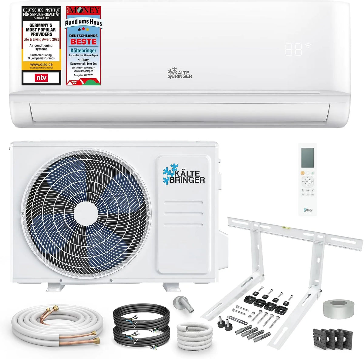 Climatiseur Kältebringer, 18000 BTU, puissance 5,3 kW, Split, Avec fonction chauffage, WiFi et App, très silencieux & économe en énergie
