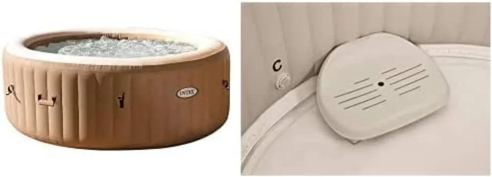 Intex modèle 28428EX, Pure Spa Sahara 6 Places Beige avec Siège Pure Spa, Lumière d'ambiance, Porte-Boisson et Appui-tête