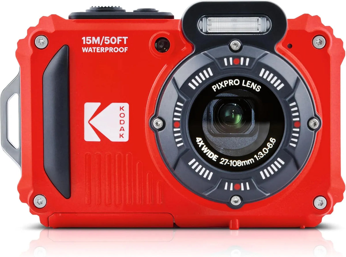 Appareil photo WPZ2 720p, Numérique Compact 16M Pixels, Ecran LCD 2,7, Video, Rouge, KODAK Pixpro Pack + 2 Batteries + 1 Carte SD, Etanche à 15m