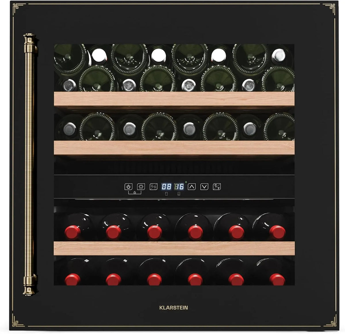 Klarstein cave à vin, Vinsider Victoria 36, 36 Bouteilles, 2 Zones, 5-22°C, Frigo à Vin finition noire, Commande Tactile, Éclairage LED, Protection UV