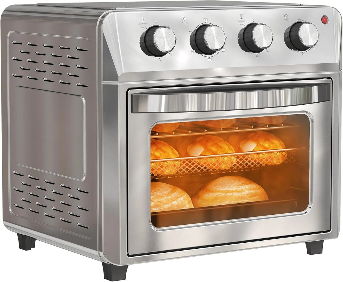 Homcom four, mini avec éclairage intérieur, Mini à convection 24 L 1600W 90-230℃ à convection minuterie intégrée 60 min, finition argentéeé