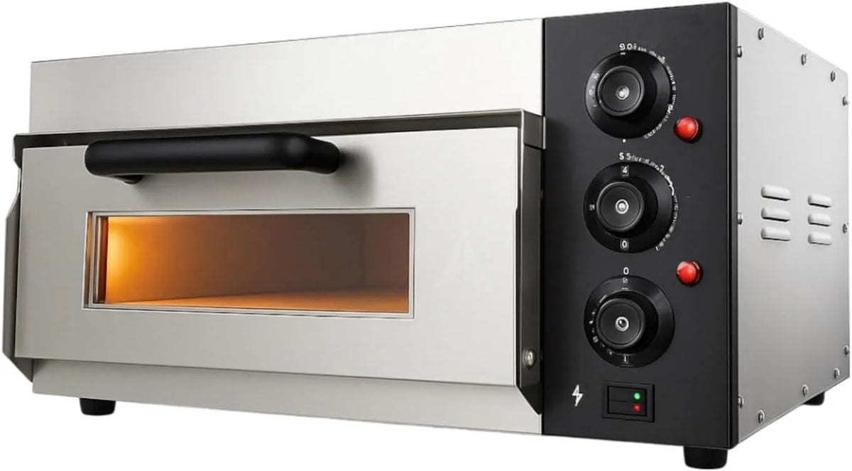 Four, à Pizza Électrique Compact Ø40 cm, puissance 2000W, Température 350°C, Pierre Réfractaire, Inox