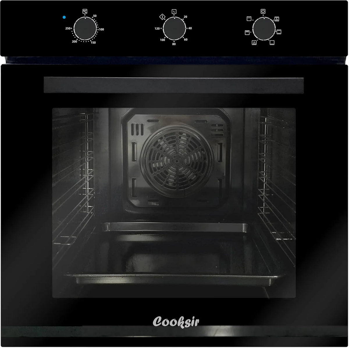 Four 60CM-Einbaubackofen, puissance 2200 W, 6 fonctions, bouton rotatif mécanique, encastrable 60 cm, grande capacité 60 litres avec prise